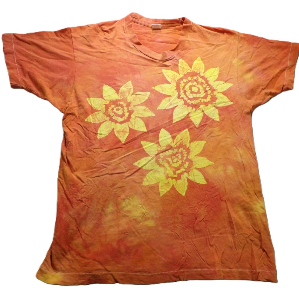VTG 90s FOTL Sunflower Tie Dye T-Shirt Men XL Orange Single Stitch USA Retro Top